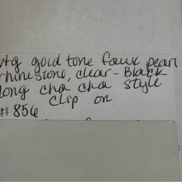 Vintage gold tone faux pearl rhinestone long chain cha style clip on - Picture 7 of 8